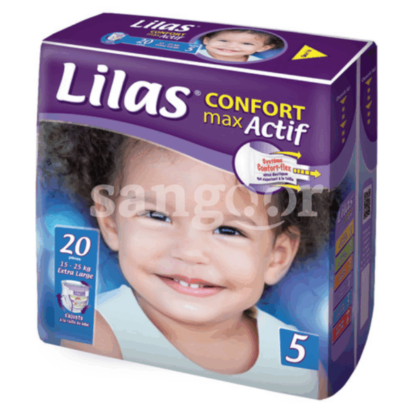 LILAS-COUCHE-BEBE-CONFORT-MAX-TAILLE5-15-25KG-20PIECES.png.Prix Tunisie