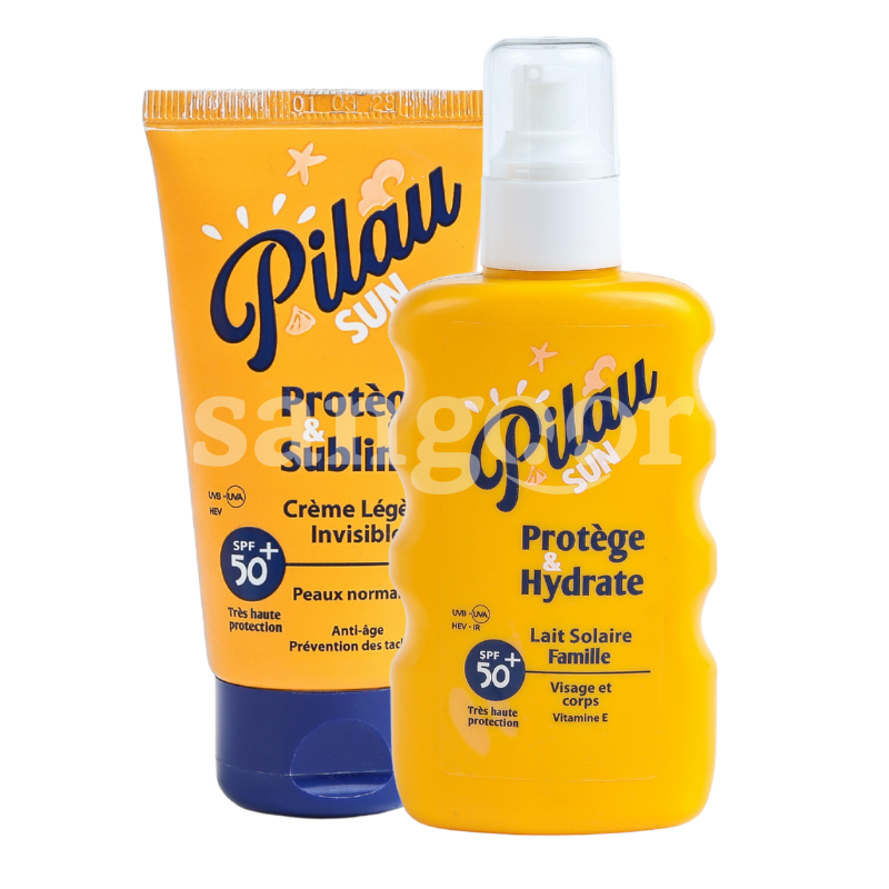 PACK PILAU ECRAN VISAGE 50ML TEINTE OU INVISIBLE +LAIT SOLAIRE 200ML FAMILY (2) PACK PILAU ECRAN VISAGE 50ML TEINTE OU INVISIBLE +LAIT SOLAIRE 200ML FAMILY Prix Tunisie
