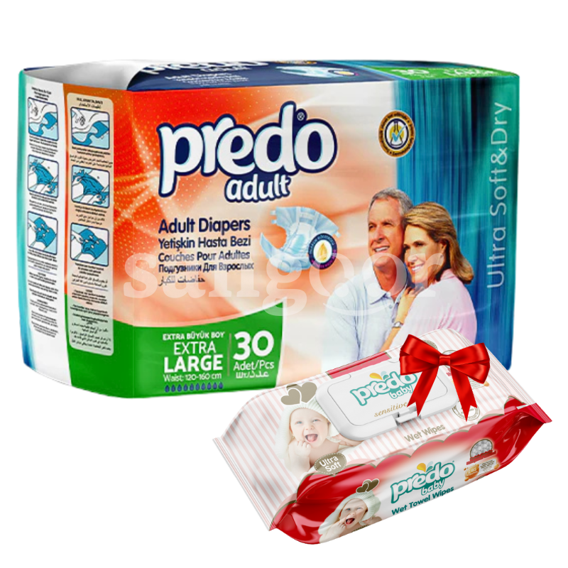 PREDO COUCHE ADULTE EXTRA LARGE JUMBO 30PCS +LINGETTE 120PCS GRATUITE PREDO-COUCHE-ADULTE-EXTRA-LARGE-JUMBO-30PCS-LINGETTE-120PCS-GRATUITE.png.Prix Tunisie