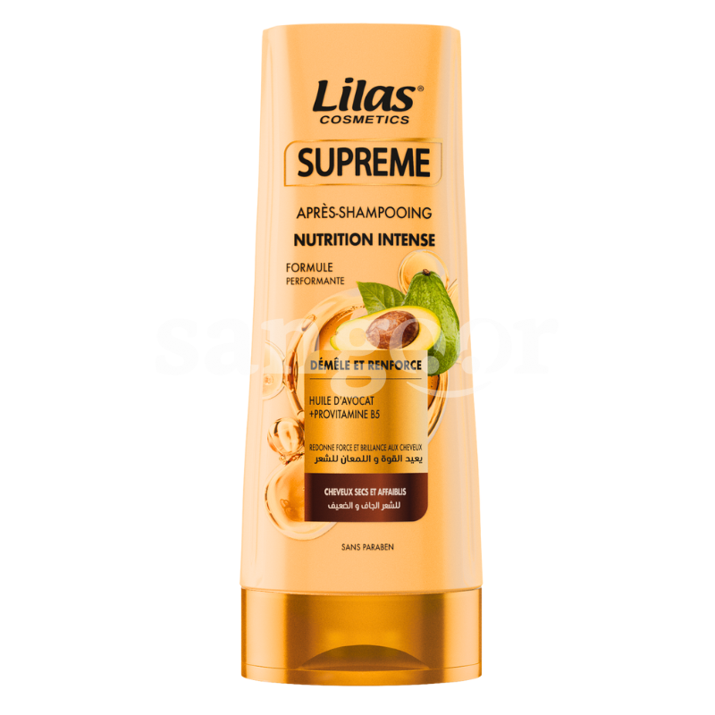 LILAS APRES SHAMPOING 200ML SUPREME NUTRITION INTENSE AVOCAT LILAS-APRES-SHAMPOING-200ML-SUPREME-NUTRITION-INTENSE-AVOCAT.png Prix Tunisie