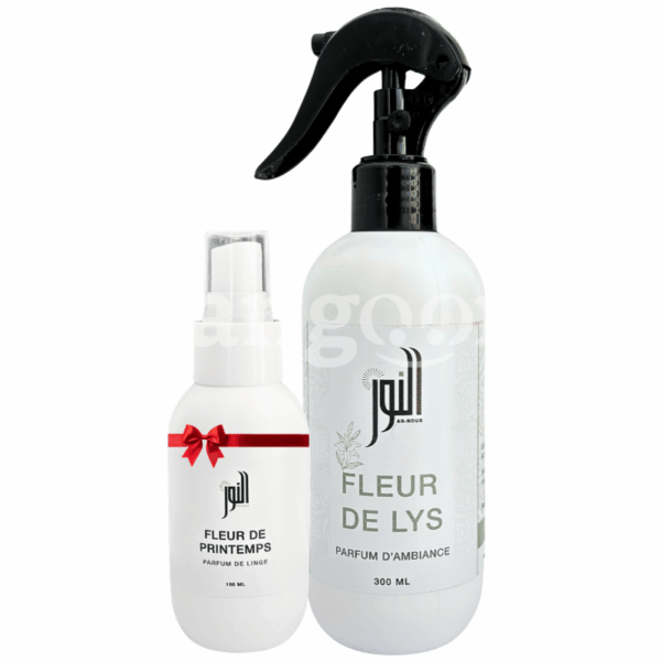 ALNOUR PARFUM D AMBIANCE 300ML FLEUR DE LYS +PARFUM DE LINGE 100ML FLEUR DE PRINTEMPS GRATUIT Prix Tunisie