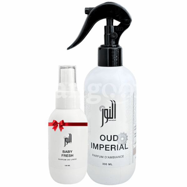 ALNOUR PARFUM D AMBIANCE 300ML OUD IMPERIAL +PARFUM DE LINGE 100ML BABY FRESH GRATUIT Prix Tunisie