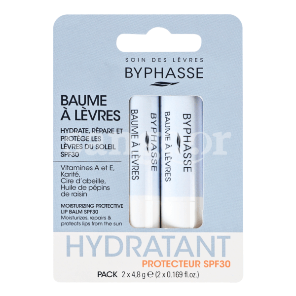 BYPHASSE-BAUME-A-LEVRES-SPF30-HYDRATANT-2PCS.png.Prix Tunisie
