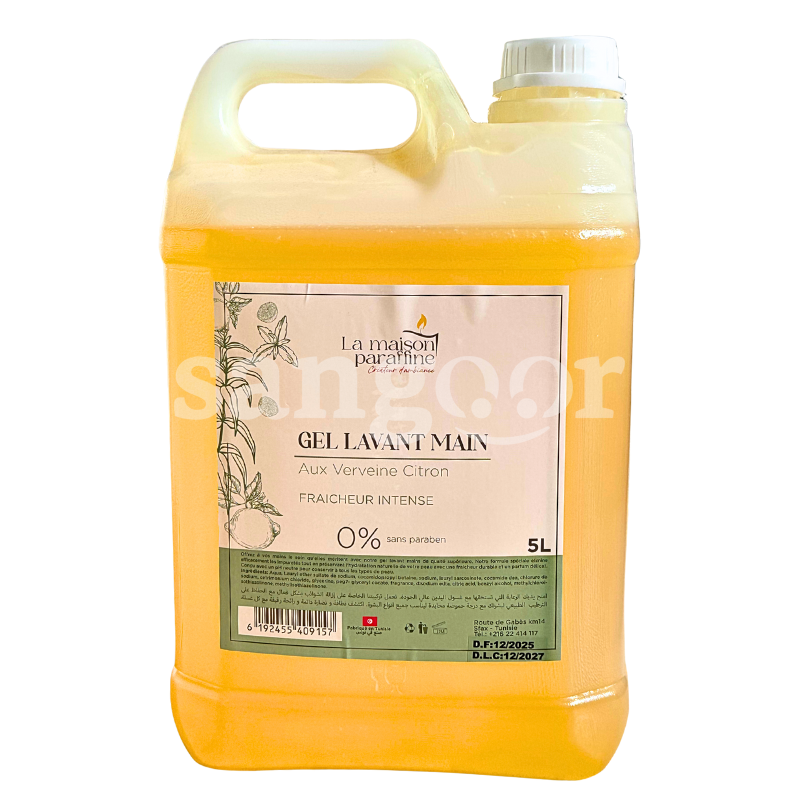 LA MAISON PARAFFINE SAVON LIQUIDE 5L VERVEINE CITRON LA-MAISON-PARAFFINE-SAVON-LIQUIDE-5L-VERVEINE-CITRON.png.Prix Tunisie