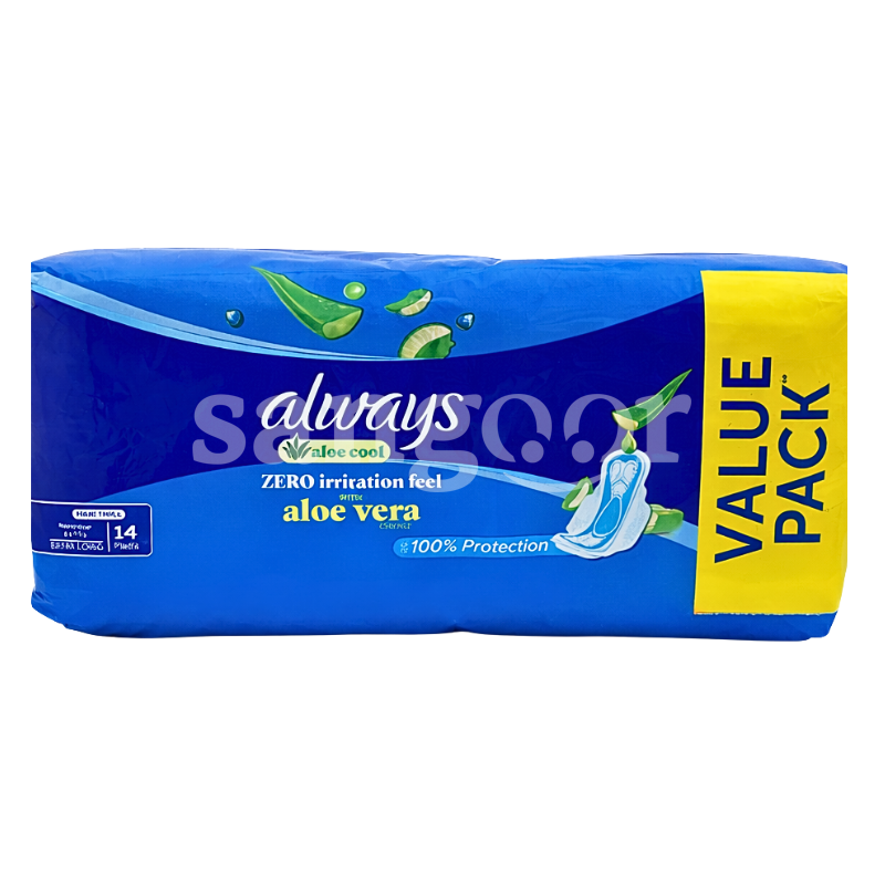 ALWAYS SERVIETTE FEMME 14PCS EXTRA LONG ALOE VERA ALWAYS-SERVIETTE-FEMME-14PCS-EXTRA-LONG-ALOE-VERA.png.Prix Tunisie