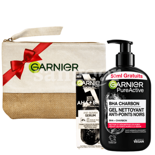 PACK-GARNIER-SERUM-VISAGE-30ML-CHARCOAL-GEL-NETTOYANT-CHARBON-200ML-TROUSSE-GRATUIT Prix Tunisie