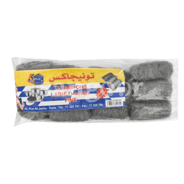 TUNIJEX-TAMPONS-LAINE-D-ACIER-FINE-12PCS.png Prix Tunisie