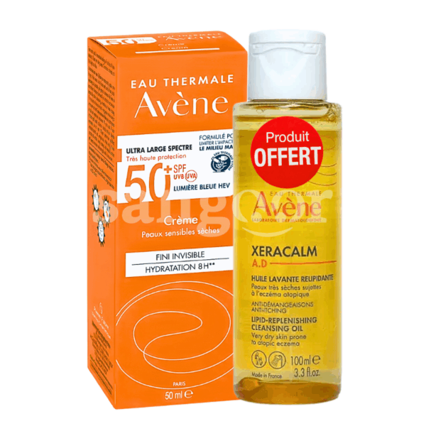 AVENE CREME INVISIBLE SPF50+ 50ML +HUILE LAVANTE XERACALM 100ML GRATUIT Prix Tunisie