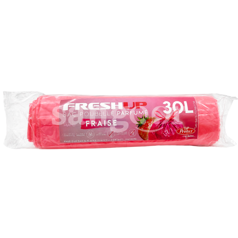TOPPROTECT SAC POUBELLE 55-60CM 30L 10PCS FRAISE TOPPROTECT SAC POUBELLE 55/60CM 30L 10PCS FRAISE Prix Tunisie