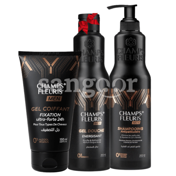 PACK CHAMPS FLEURIS SHAMPOING +GEL COIFFANT MEN +GEL DOUCHE MEN GRATUIT Prix Tunisie