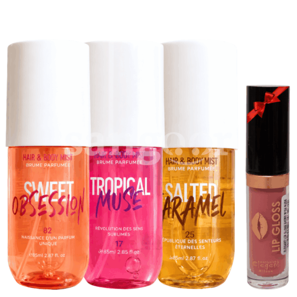PACK NIHEL BRUME SWEET +BRUME CARAMEL +BRUME TROPICAL +GLOSS SHINY N09 GRATUIT Prix Tunisie