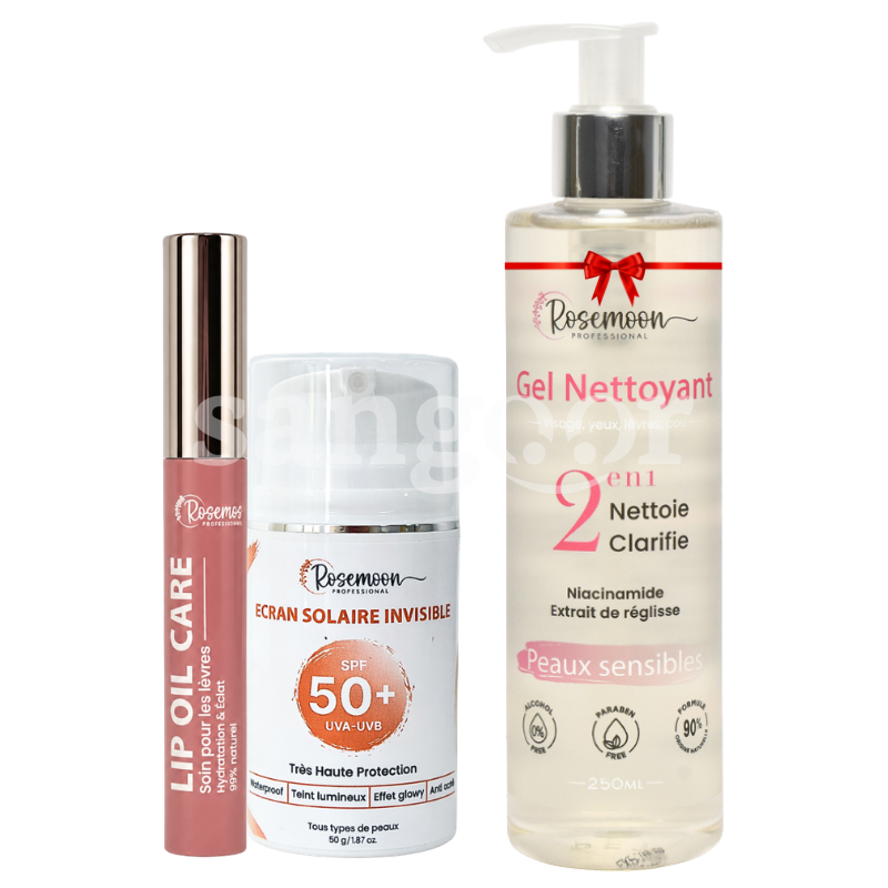 PACK ROSEMOON ECRAN INVISIBLE +LIP OIL REF330 +GEL NETTOYANT 250ML SENSIBLES GRATUIT PACK ROSEMOON ECRAN INVISIBLE +LIP OIL REF330 +GEL NETTOYANT 250ML SENSIBLES GRATUIT Prix Tunisie