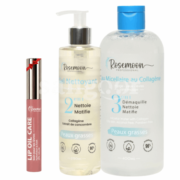 PACK ROSEMOON GEL NETTOYANT 250ML +EAU MICELLAIRE 400ML GRASSES +LIP OIL REF330 GRATUIT Prix Tunisie