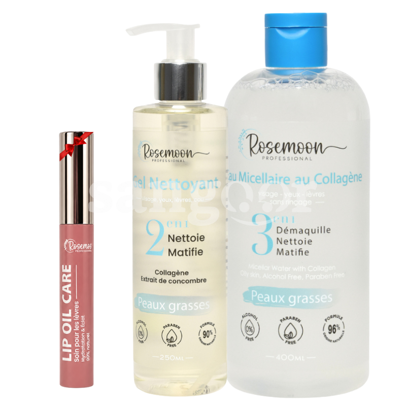 PACK ROSEMOON GEL NETTOYANT 250ML +EAU MICELLAIRE 400ML GRASSES +LIP OIL REF330 GRATUIT PACK ROSEMOON GEL NETTOYANT 250ML +EAU MICELLAIRE 400ML GRASSES +LIP OIL REF330 GRATUIT Prix Tunisie