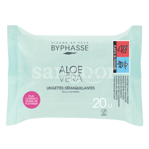 BYPHASSE LINGETTES DEMAQUILLANTES 20PCS ALOE VERA Prix Tunisie