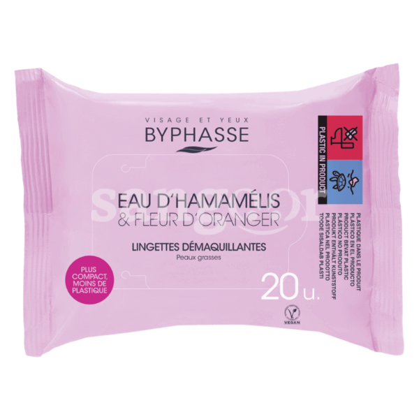 BYPHASSE LINGETTES DEMAQUILLANTES 20PCS EAU HAMAMELIS FLEUR D ORANGER Prix Tunisie