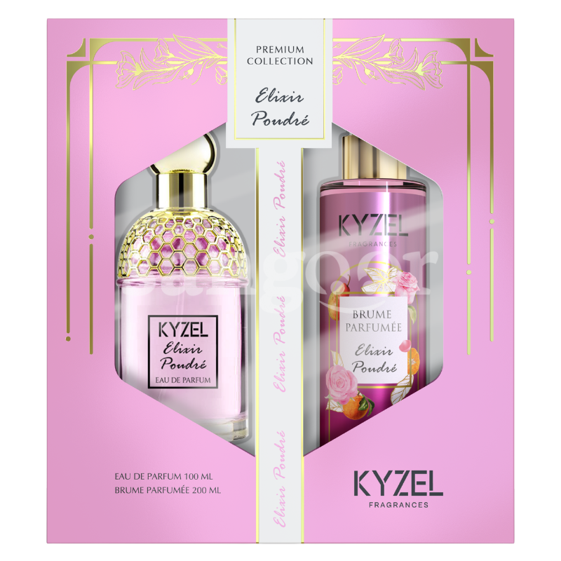 KYZEL COFFRET EAU DE PARFUM ELIXIR POUDRE 100ML+BRUME PARFUMEE 200ML KYZEL-COFFRET-EAU-DE-PARFUM-ELIXIR-POUDRE-100MLBRUME-PARFUMEE-200ML-2.png Prix Tunisie