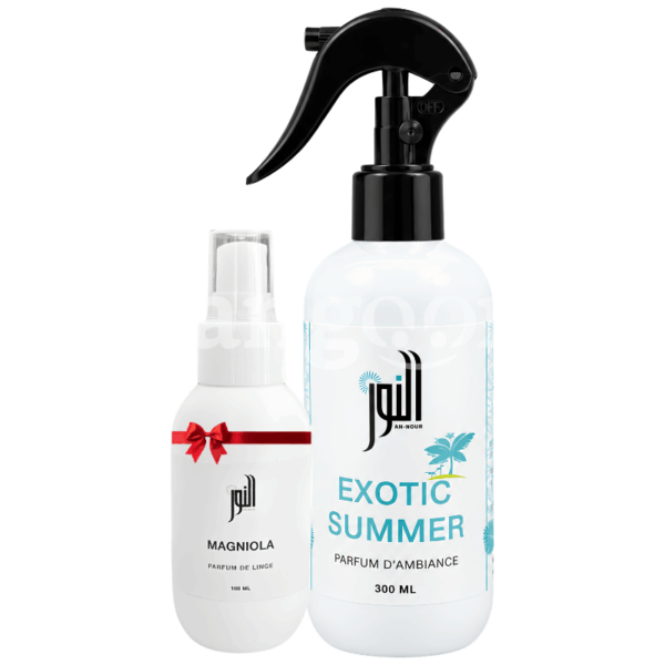 ALNOUR PARFUM D AMBIANCE 300ML SUMMER EXOTIC +PARFUM DE LINGE 100ML MAGNIOLA GRATUIT Prix Tunisie