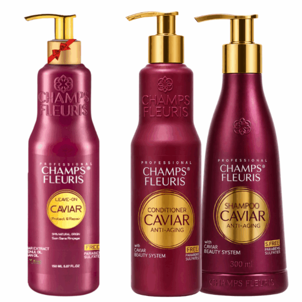 PACK CHAMPS FLEURIS SHAMPOING 300ML +APRES SHAMPOING 300ML CAVIAR +CREME 150ML CAVIAR GRATUITE Prix Tunisie