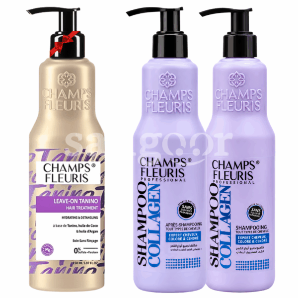 PACK CHAMPS FLEURIS SHAMPOING 300ML +APRES SHAMPOING 300ML COLLAGEN +CREME 150ML TANINO GRATUITE Prix Tunisie