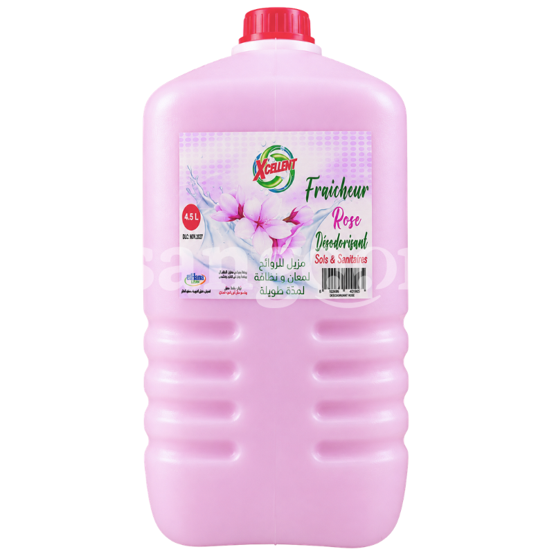 XCELLENT DESODORISANT SOLS ET SANITAIRES 4.5L ROSE XCELLENT DESODORISANT SOLS ET SANITAIRES 4.5L ROSE Prix Tunisie